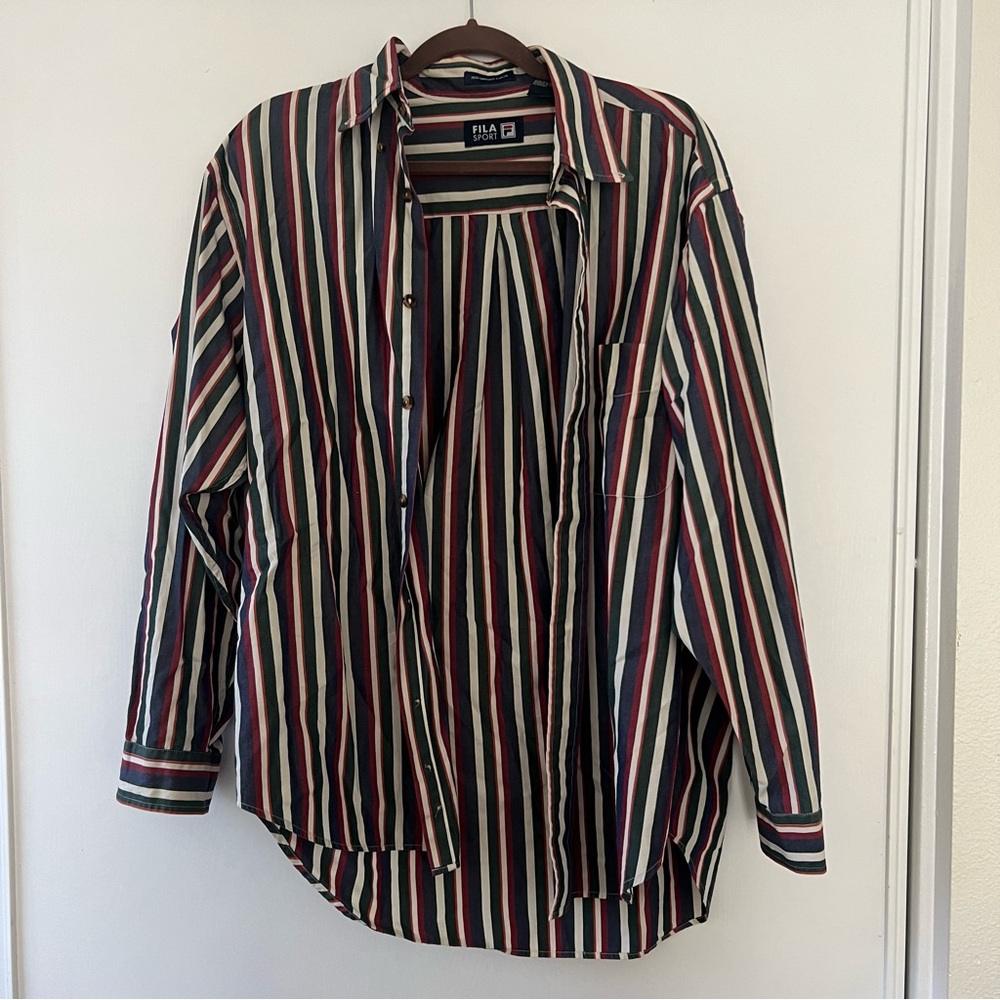 FILA oversized striped button down
